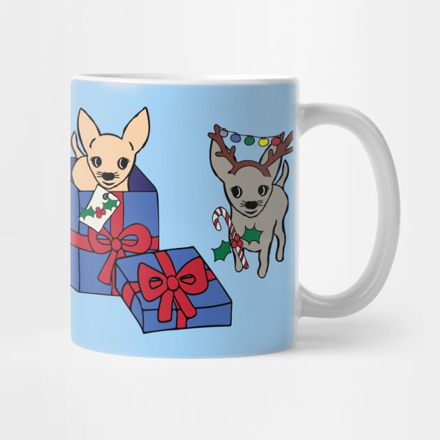 Blue Christmas Chihuahuas - smooth coat chihuahuas - Chihuahua Christmas Tee by bettyretro